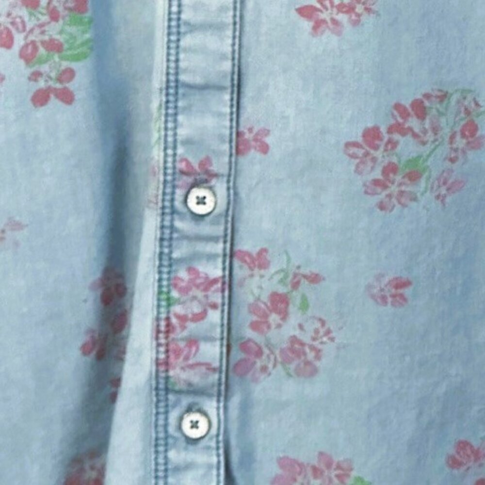 Abercrombie & Fitch Women's Denim Floral Butto Up Shirt- Size Small - Picture 5 of 12